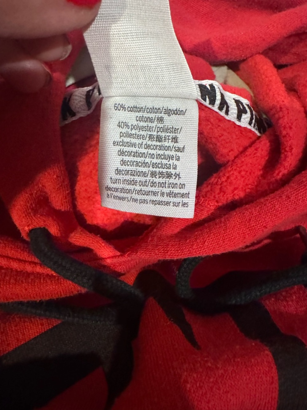 PINK Victoria’s Secret Red Cropped Hoodie Large Logo Pullover - Picture 5 of 5